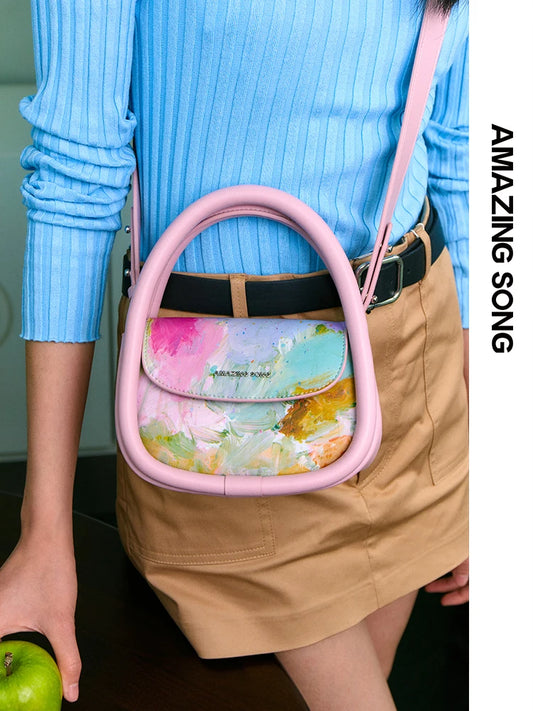 AMAZING SONG CO-BRANDED XIAOYE Soft Medium Size Genuine Leather Female Bags (MLPS-08)