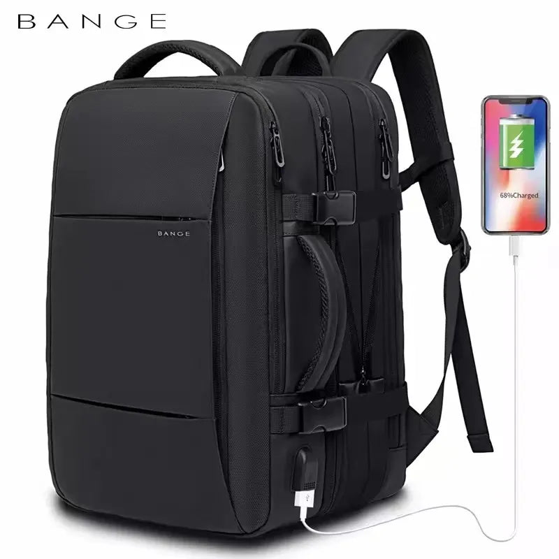 BANGE Reiserucksack für Herren, Business-Rucksack, Schule, erweiterbare USB-Tasche, große Kapazität, 17,3-Zoll-Laptop, wasserdicht, modischer Rucksack (MLBP-02)