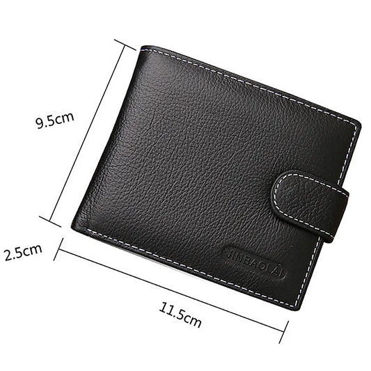 JINBAOLAI Men's Leather Wallets Cow Leather Solid Sample Pattern Zipper Wallet Men's Card Horns Famous Brand High Quality Male Wallet (MLWL-04)