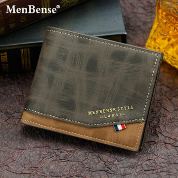 New Men Short Wallet Cross Section Youth Trifold Wallet Sewing Business Multi Card Zipper Coin Wallet Wallet Passport Cover (MLWL-02)